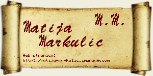 Matija Markulić vizit kartica